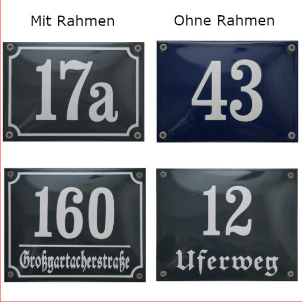 Rahmen bei Emaille Hausnummer